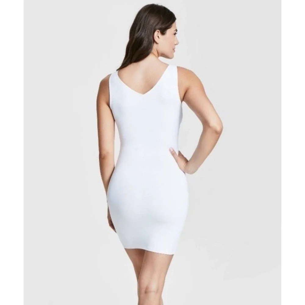 ASSETS by Spanx Women's Shaping Tank Dress White Large Tummy Slimming Pullover - Picture 3 of 3